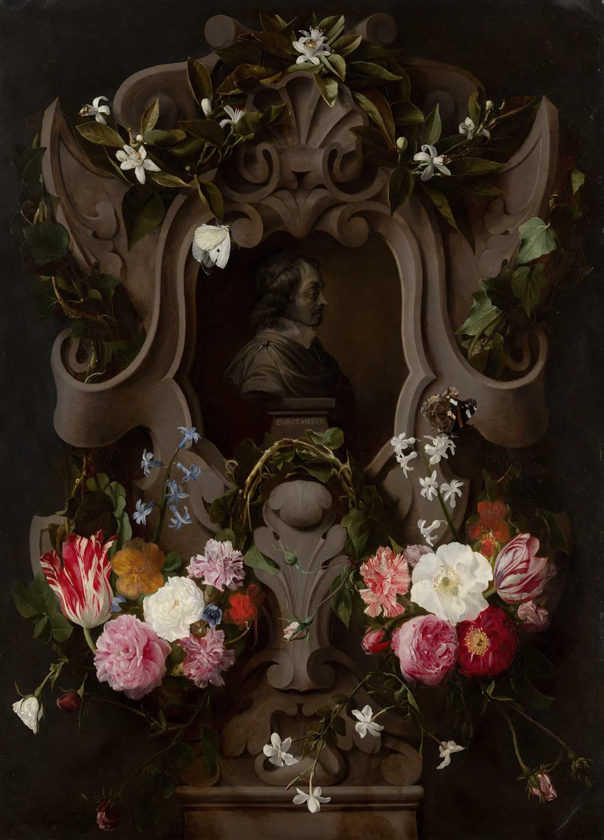 Bust of Constantijn Huygens Surrounded by a Garland of Flowers (1596–1687) by Daniel Seghers
Jan Cossiers, painting, 1644