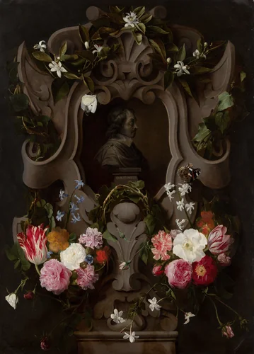 Bust of Constantijn Huygens Surrounded by a Garland of Flowers (1596–1687) by Daniel Seghers
Jan Cossiers, painting, 1644