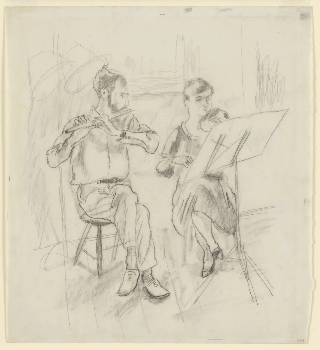 George Biddle and Jane Belo by Jules Pascin, drawing, 1927