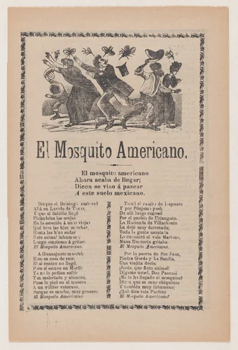 Broadsheet relating to the American Mosquito with verse critical of U.S. imperialism by José Guadalupe Posada, print, 1908