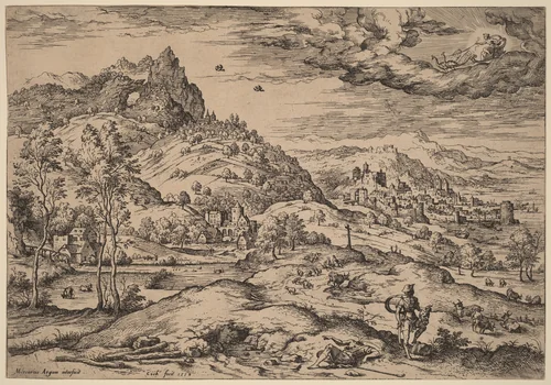 Mercury with the Head of Argus in His Hand by Hieronymus Cock, print, 1558