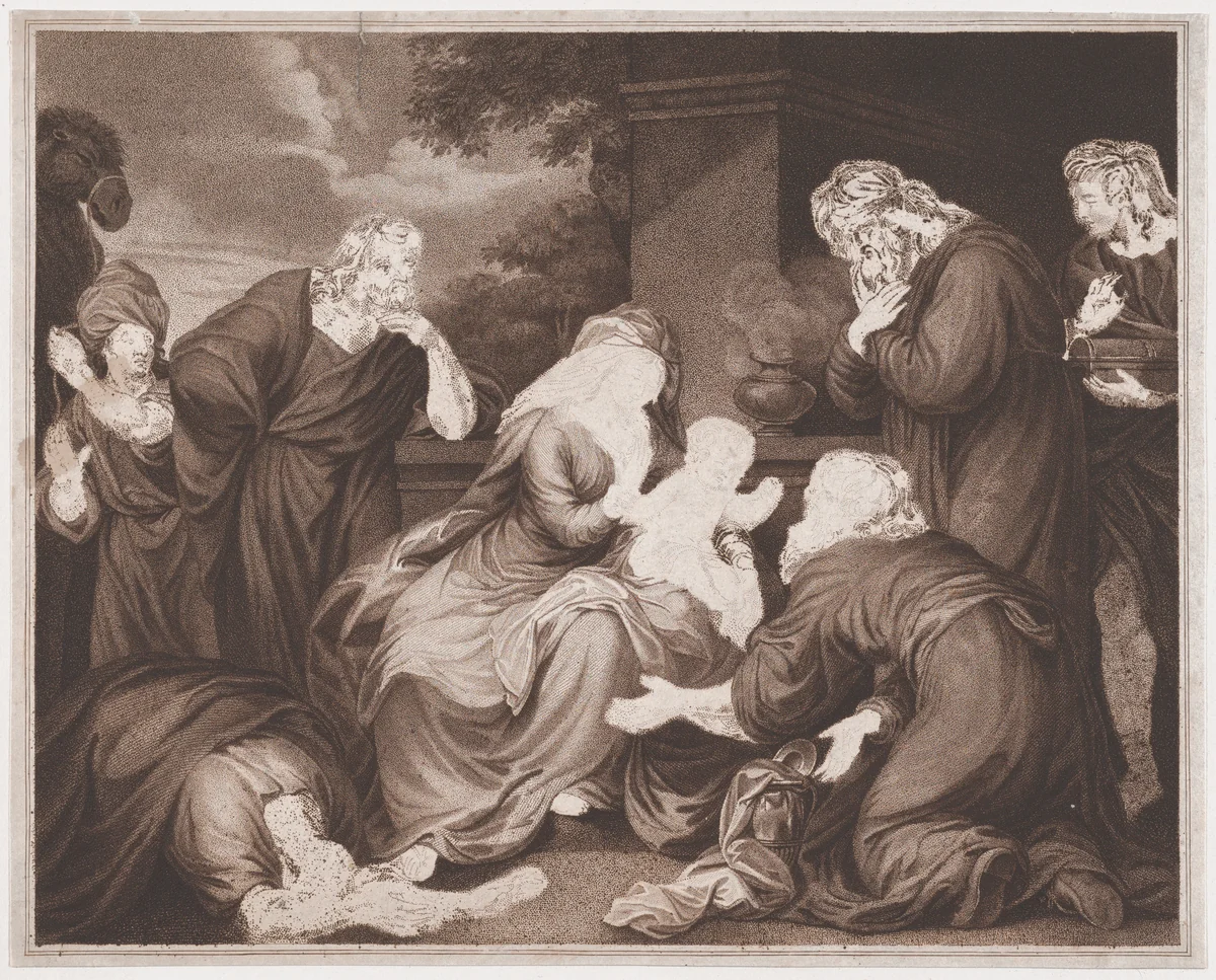The Wise Men's Offering by Charles Reuben Ryley, print, 1788