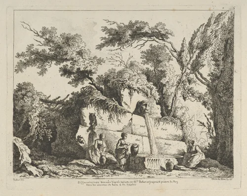 Titlepage from Differentes vues dessiné d'après nature... dans les environs de Rome et de Naples by Adélaide Allou, print, 1700-1799