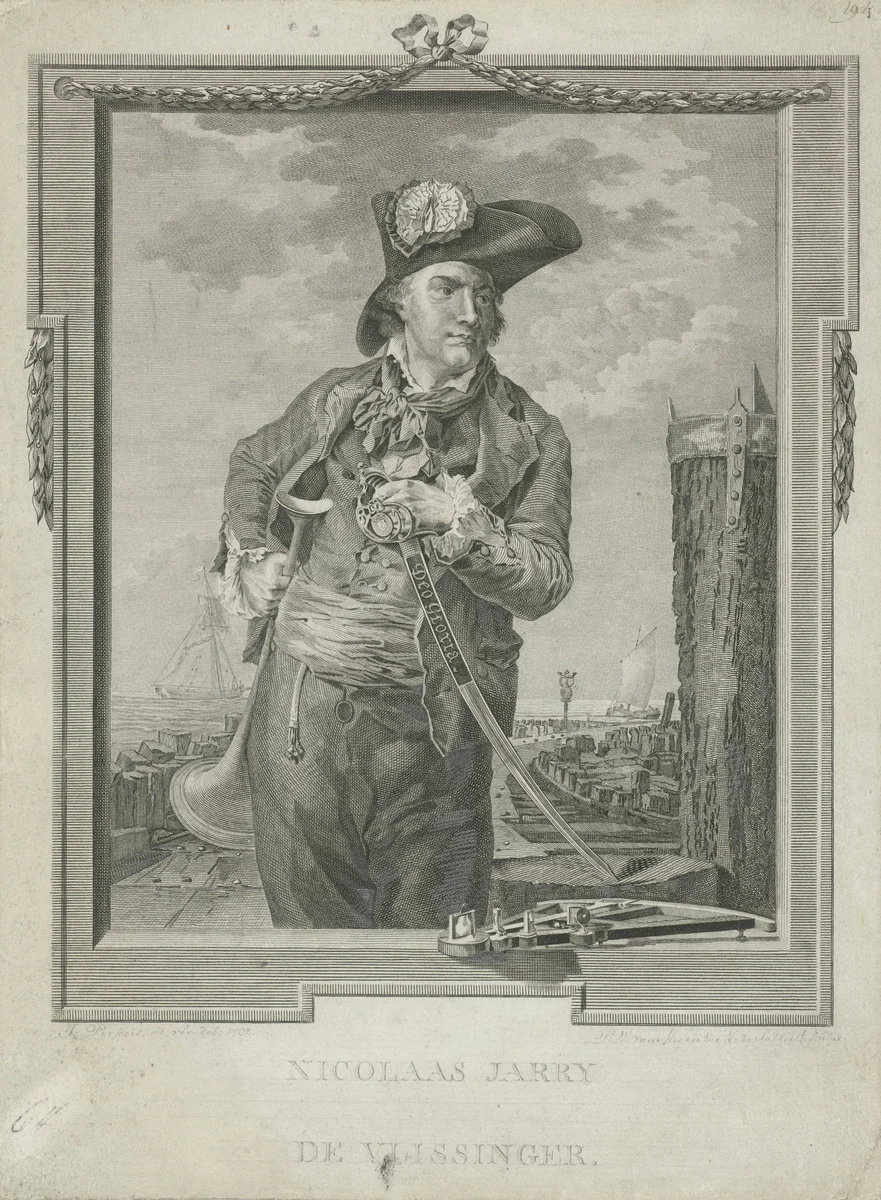 Portret van Nicolas Jarry by Pieter Willem van Megen, print, 1782