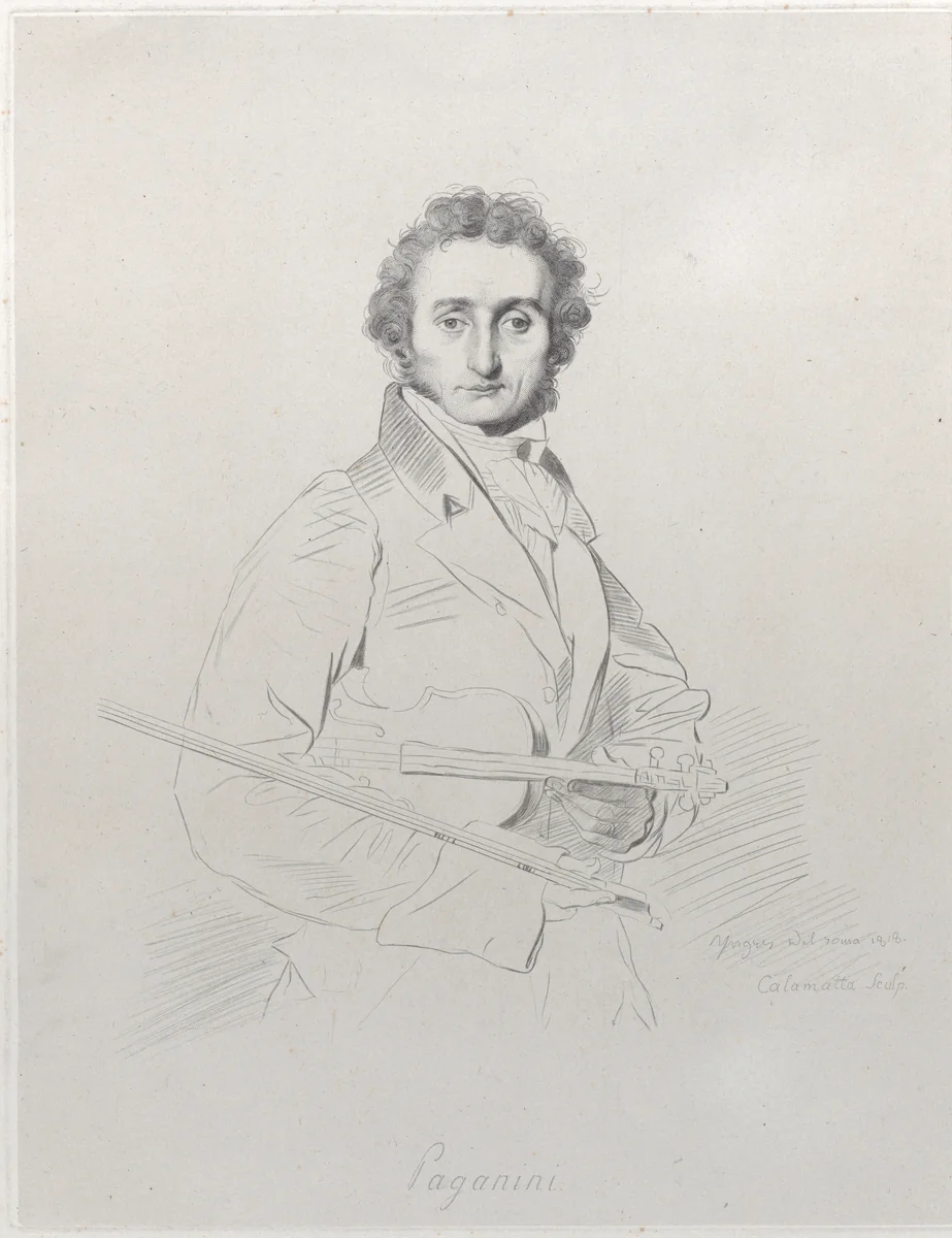 Portrait of Niccolò Paganini by Luigi Calamatta, print, 1815-1869
