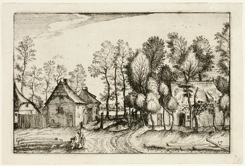 Landscape with Hewed Trees, plate seventeen after Pictures of Farms, Country Houses and Rustic Villages (Praediorum villarum et rusticarum casularum icones) by Claes Jansz Visscher, print, 1612