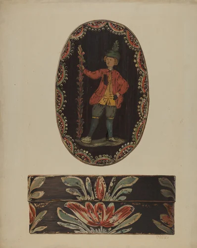 Pa. German Band Box by Frances Lichten, index of american design, 1937