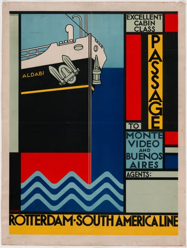 Passage to Monte Video and Buenos Aires (Poster for Rotterdam-South America Line) by Willem Hendrik Gispen, design, 1927