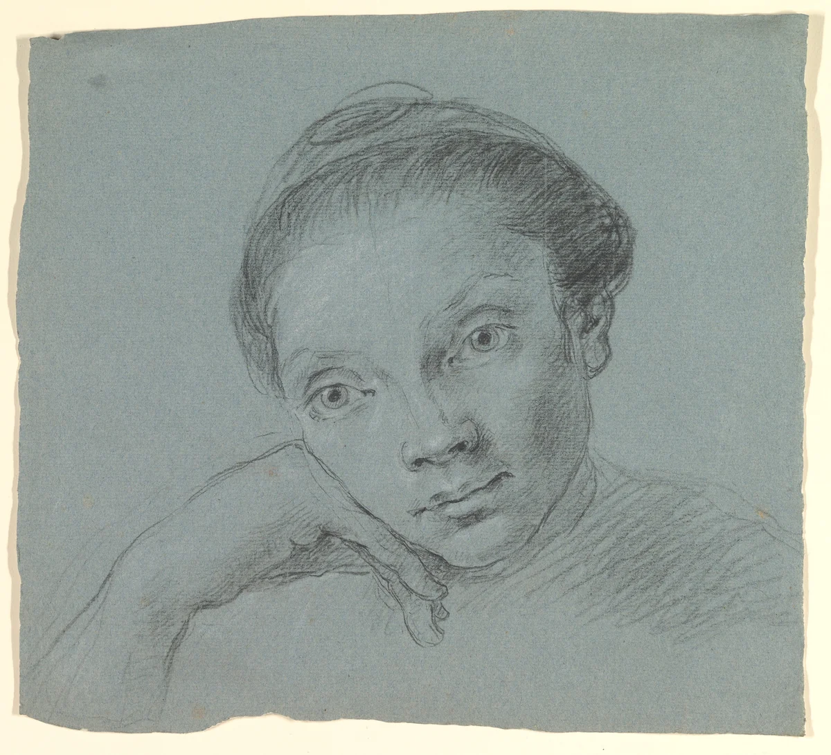 Study of a Woman in Bust-Length Three-Quarter View (recto); Summary Sketch of the Same (verso). by anonymous, drawing, 1700-1800
