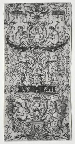 Ornament Panel Inscribed Victoria Augusta by Nicoletto da Modena, print, 1502-1512