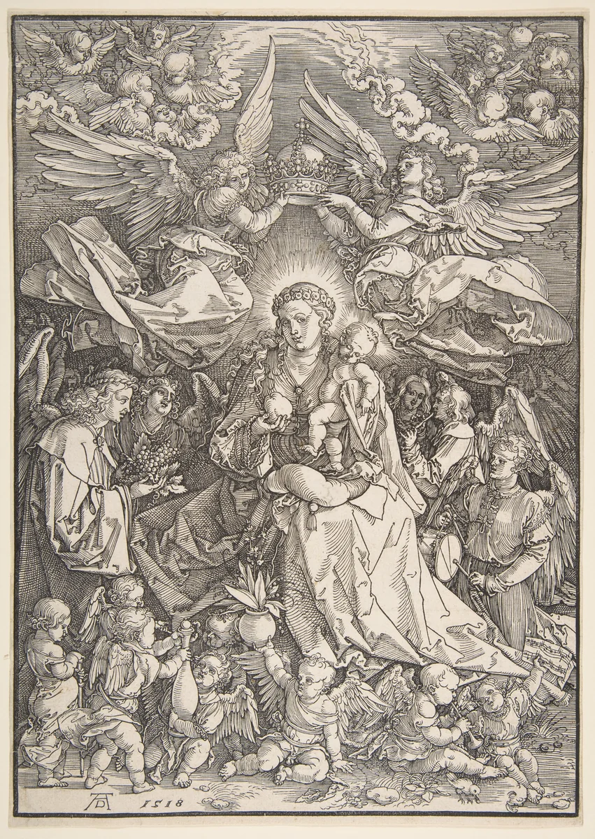 The Virgin Surrounded by Many Angels by Albrecht Dürer, print, 1518