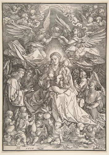 The Virgin Surrounded by Many Angels by Albrecht Dürer, print, 1518