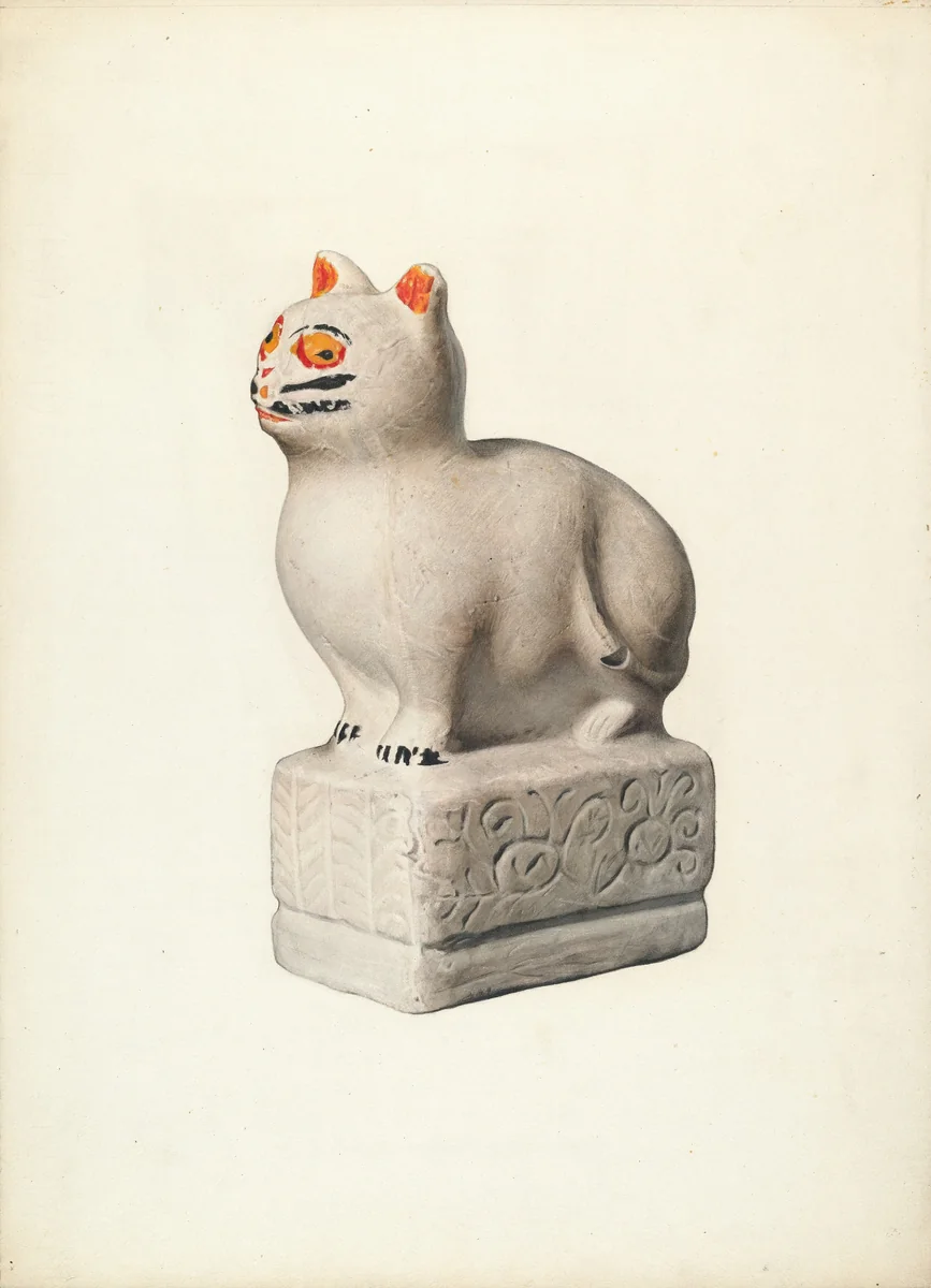 Chalkware Cat by Gertrude Koch, index of american design, 1940