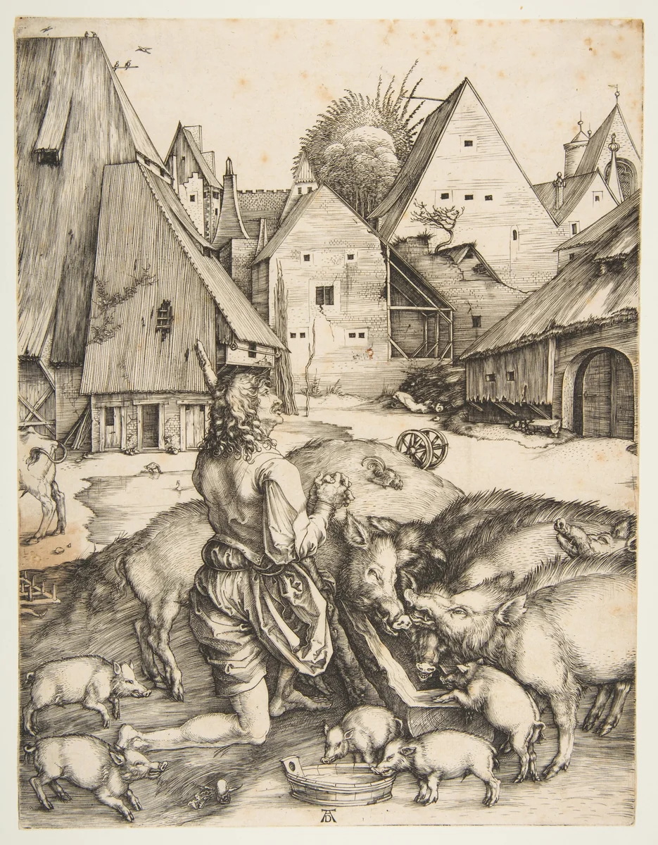 The Prodigal Son by Albrecht Dürer, print, 1496