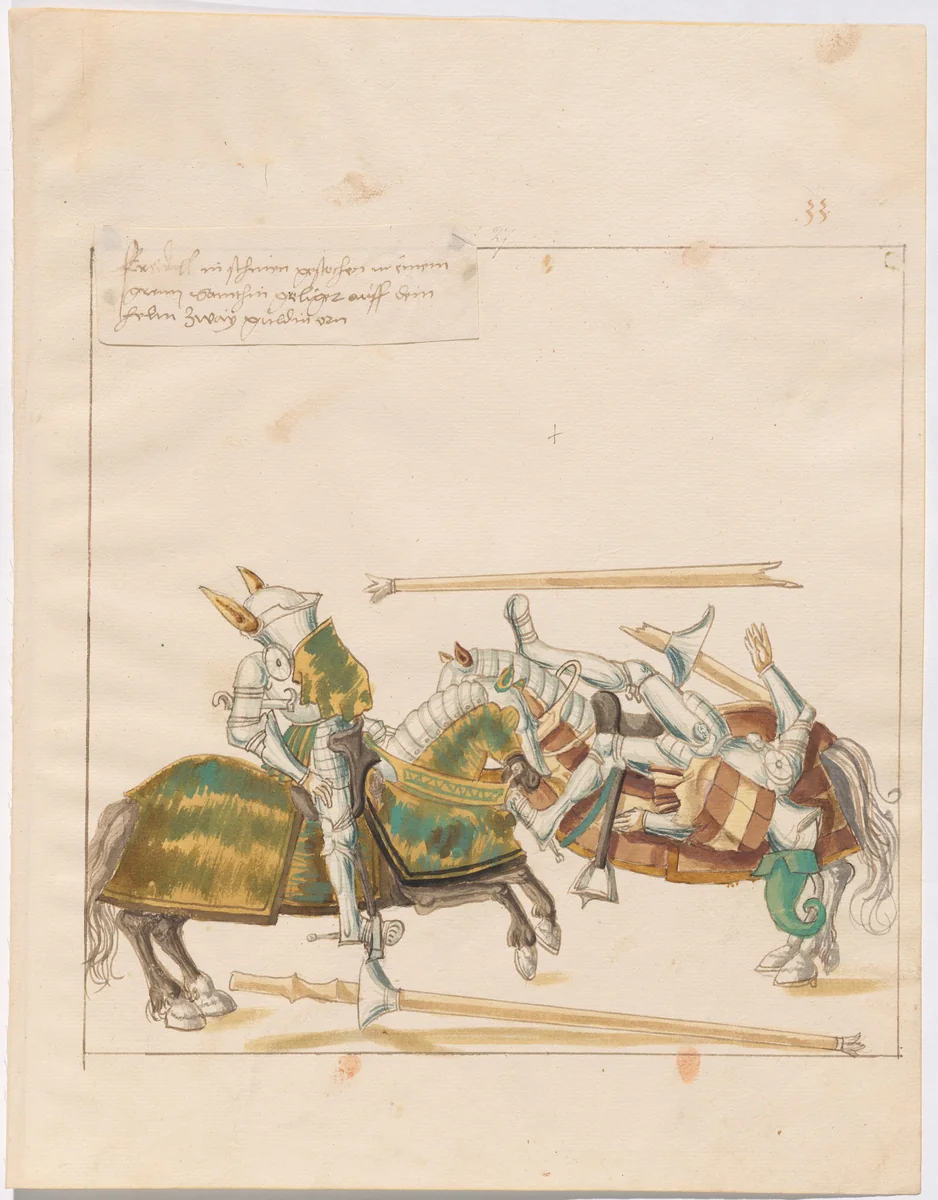Joust of Peace in Leg Armor by German 16th Century, drawing, 1515