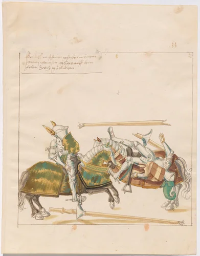 Joust of Peace in Leg Armor by German 16th Century, drawing, 1515