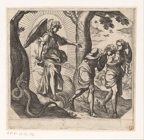 Expulsion from Paradise by Antonio Tempesta, print, 1565-1630