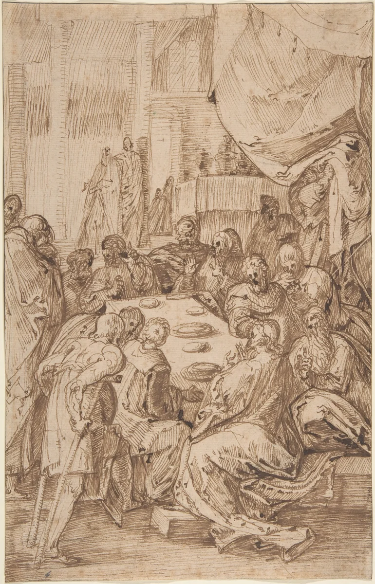 The Last Supper by Master of the Egmont Albums, drawing, 1500-1600