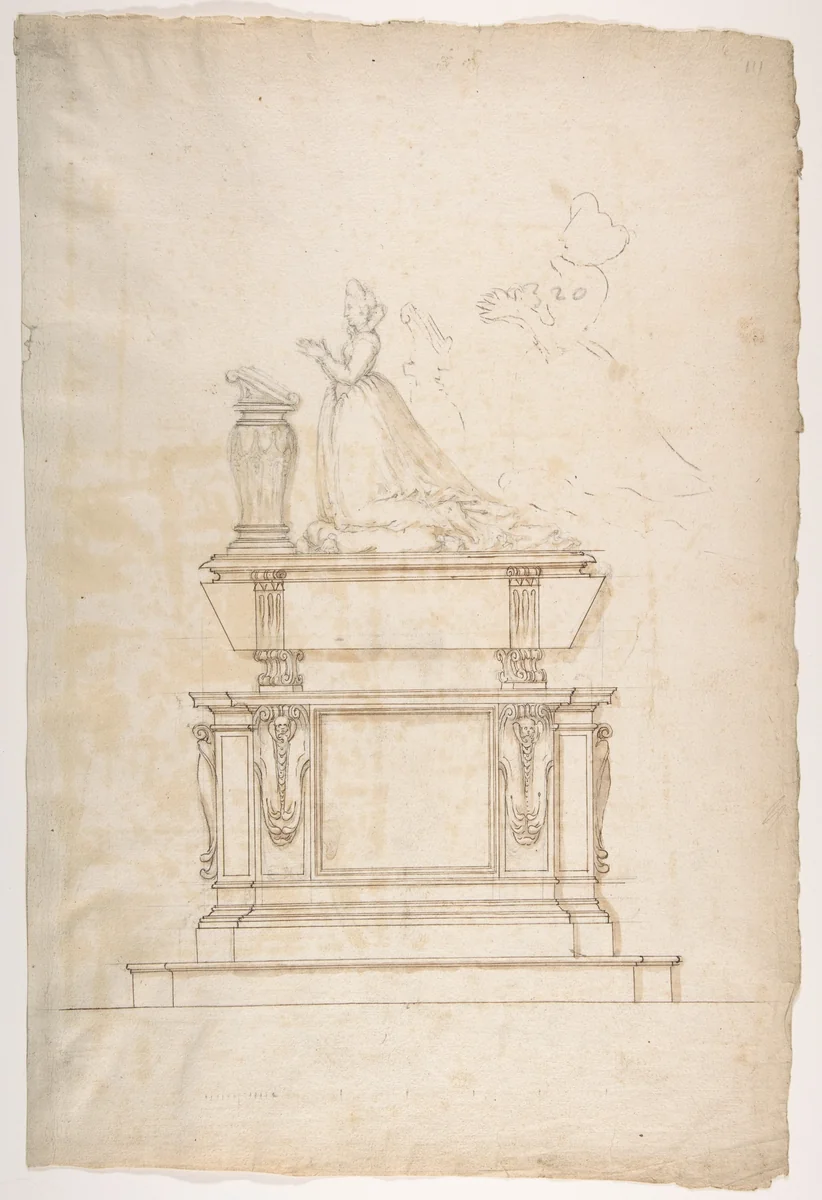 Design for a Lady's Tomb by anonymous, drawing, 1500-1599