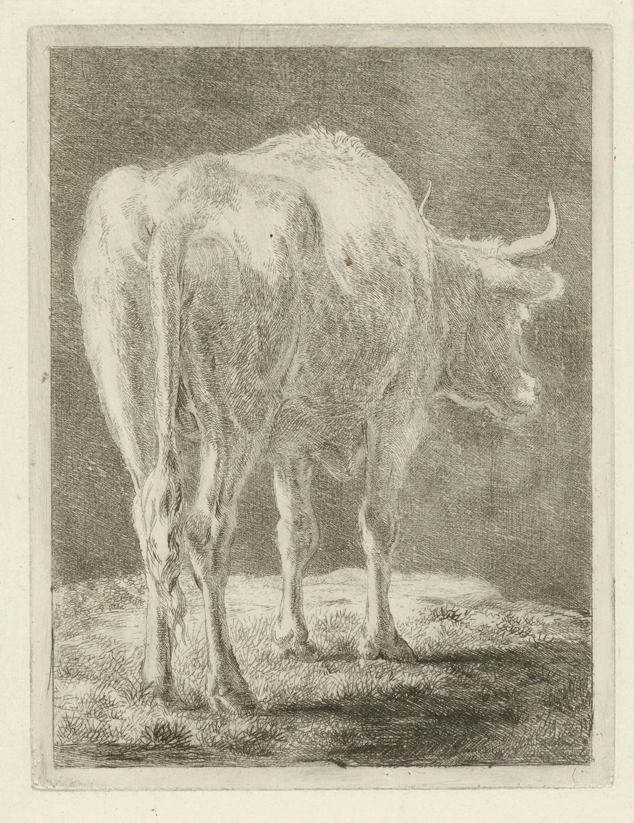 Koe in een landschap by Jabes Heenck, print, 1767-1781