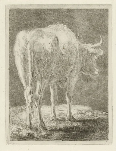Koe in een landschap by Jabes Heenck, print, 1767-1781