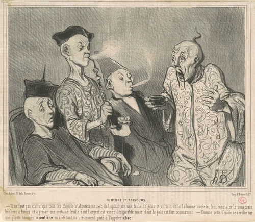 Fumeurs et priseurs by Honoré Daumier, print, 1844
