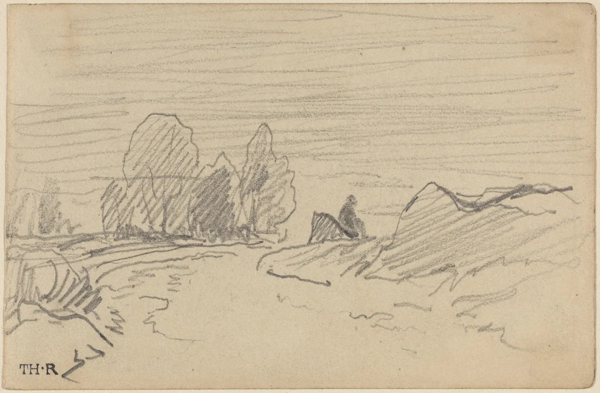 Landscape I by Théodore Rousseau, drawing, 1812-1867
