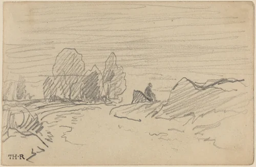 Landscape I by Théodore Rousseau, drawing, 1812-1867