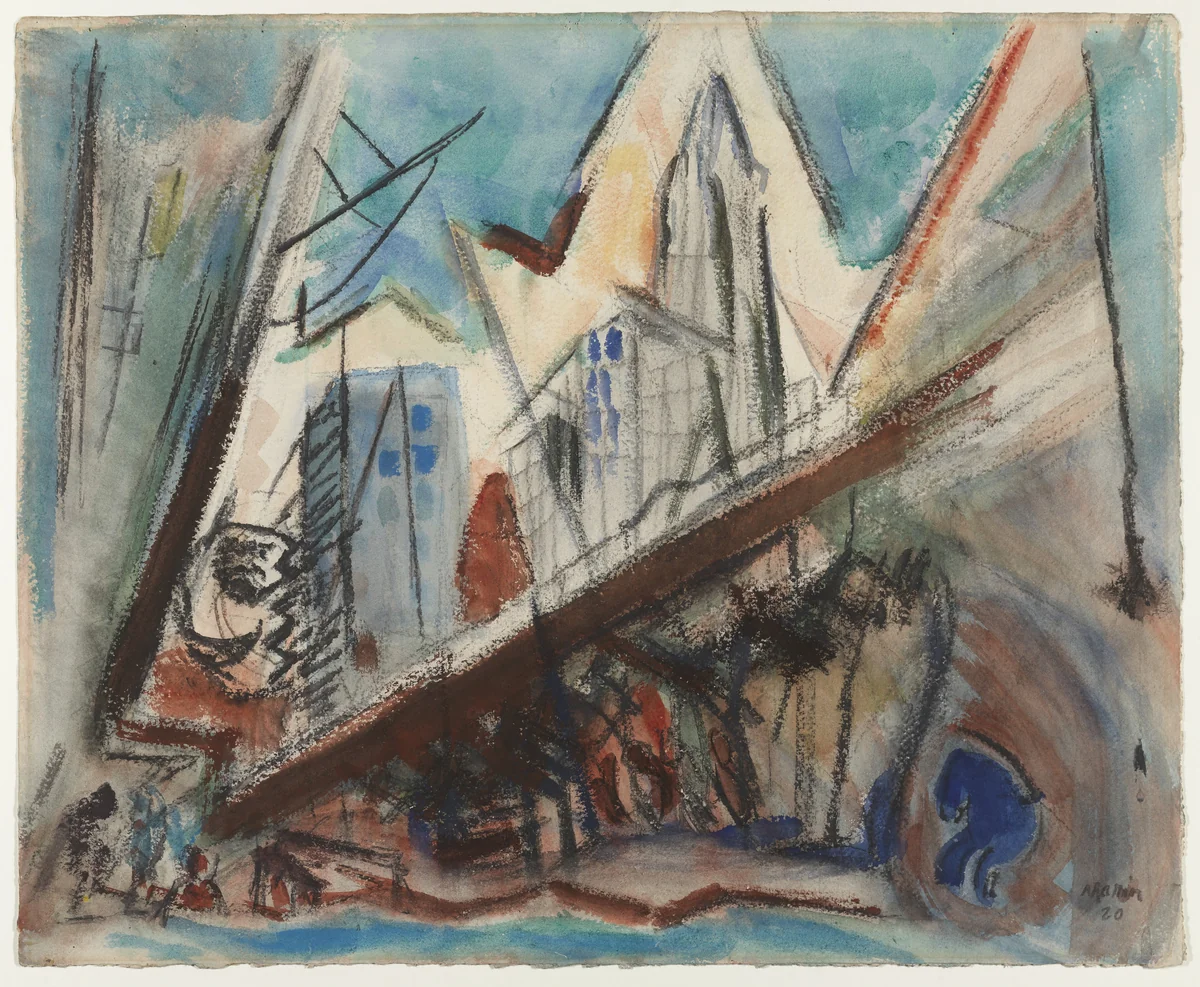 Lower Manhattan by John Marin, drawing, 1920