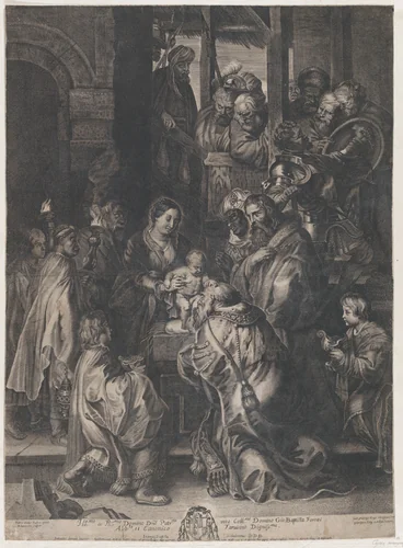 The Adoration of the Magi by Nicolaes Lauwers, print, 1632-1685