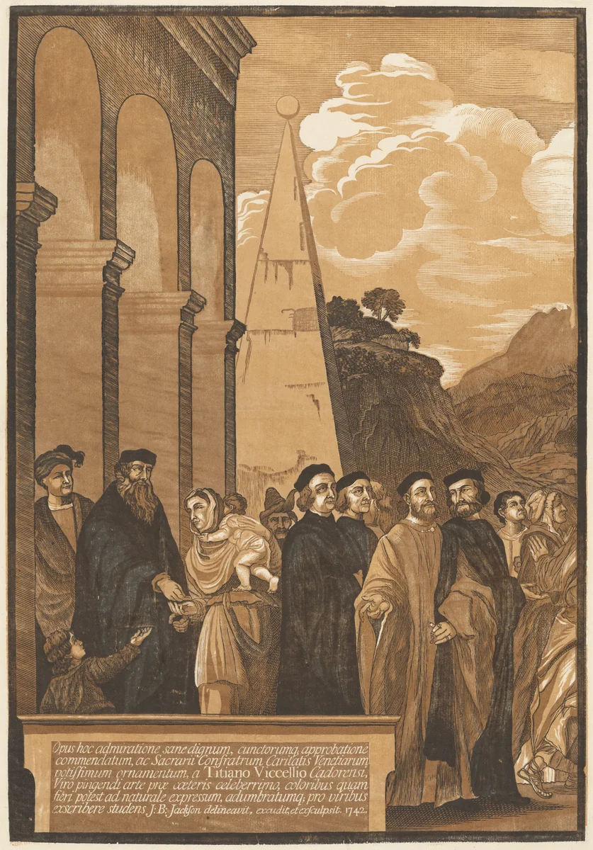 Presentation of the Virgin in the Temple (Left Panel) by John Baptist Jackson
Titian, print, 1742