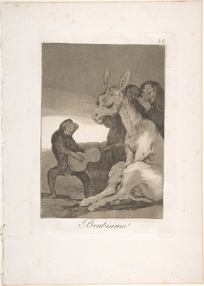 Plate 38 from "Los Caprichos": Bravo! (Brabisimo!) by Goya, print, 1799