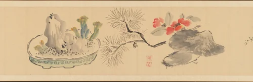 Letter Enclosing Flowers by Okada Hankō, painting, 1831