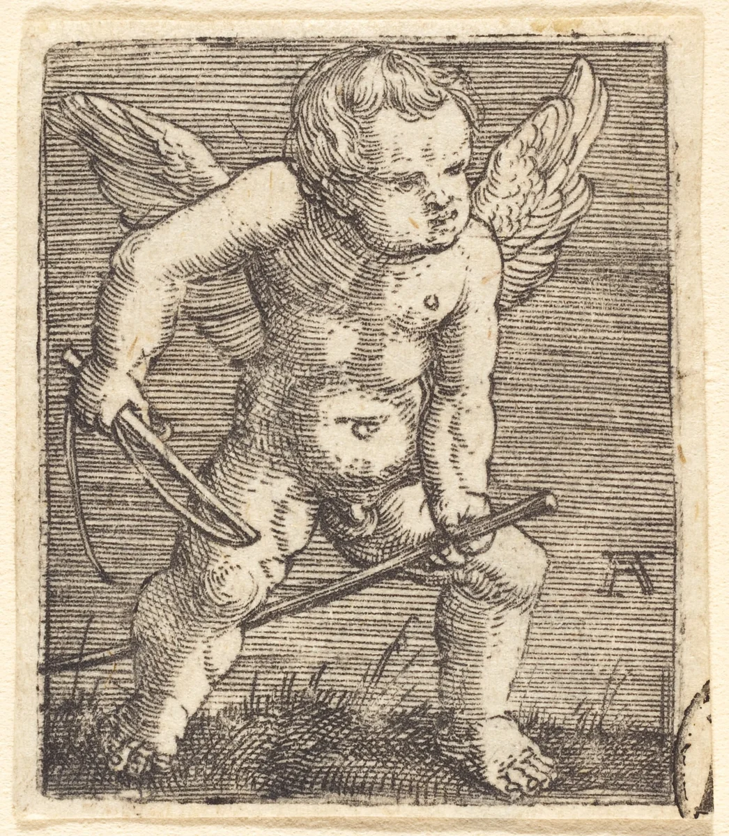 Putto Riding a Hobby Horse by Albrecht Altdorfer, print, 1520