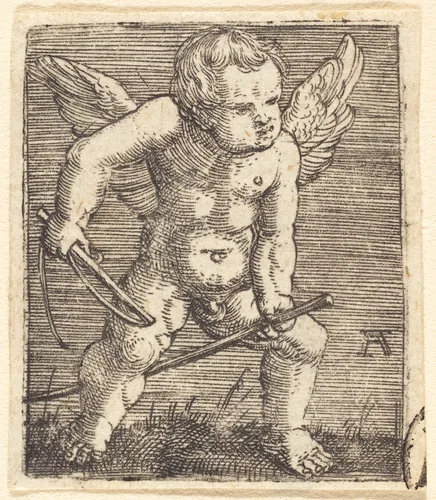 Putto Riding a Hobby Horse by Albrecht Altdorfer, print, 1520