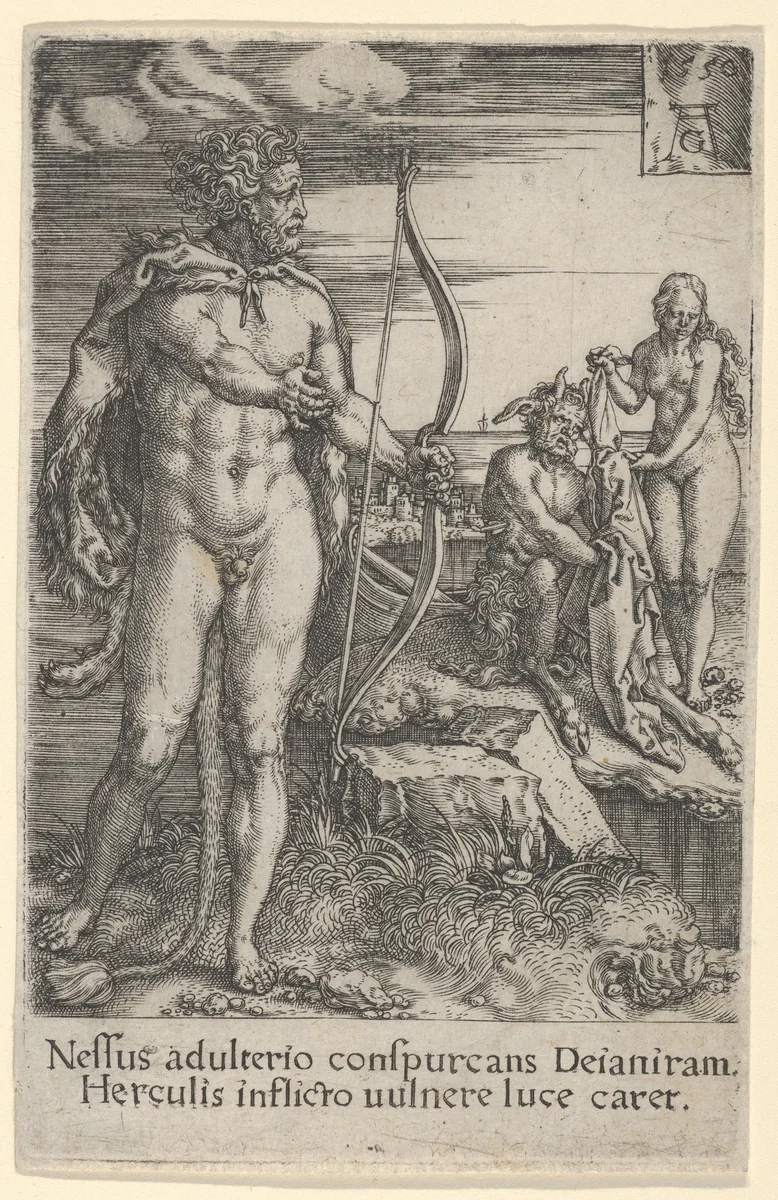 Hercules Killing Nessus, from The Labors of Hercules by Heinrich Aldegrever, print, 1550