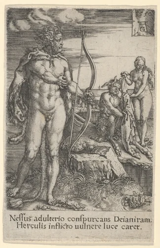 Hercules Killing Nessus, from The Labors of Hercules by Heinrich Aldegrever, print, 1550