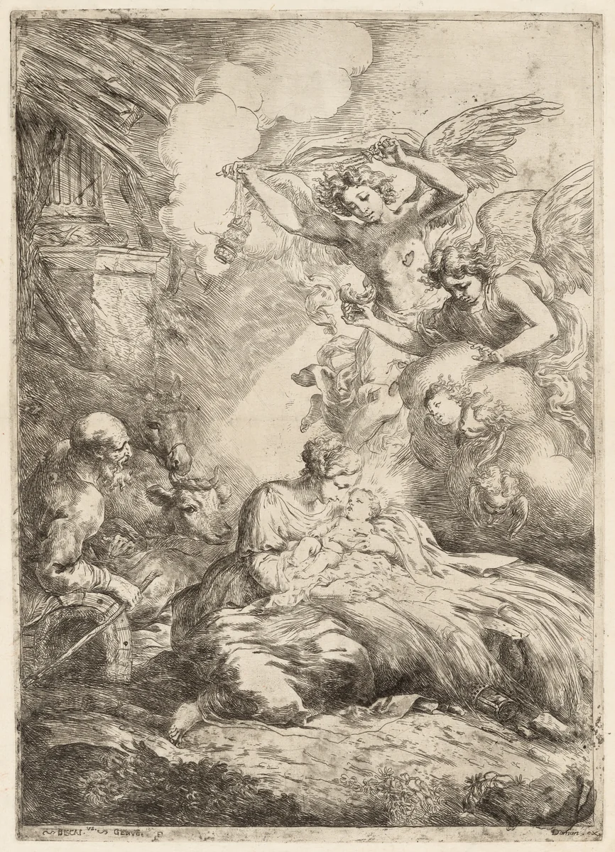 The Nativity by Bartolomeo Biscaino, print, 1650-1660