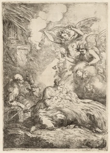 The Nativity by Bartolomeo Biscaino, print, 1650-1660