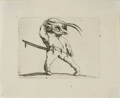 The Masked Man with Twisted Legs, from Varie Figure Gobbi by Jacques Callot, print, 1616