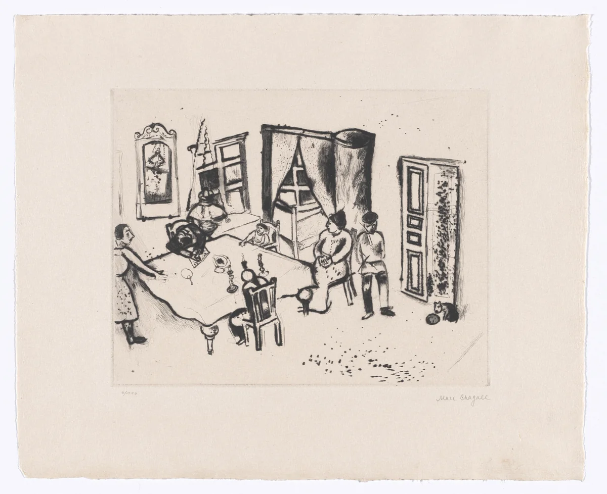 Dining Room (Speisezimmer) from My Life (Mein Leben) by Marc Chagall, illustrated book, 1922