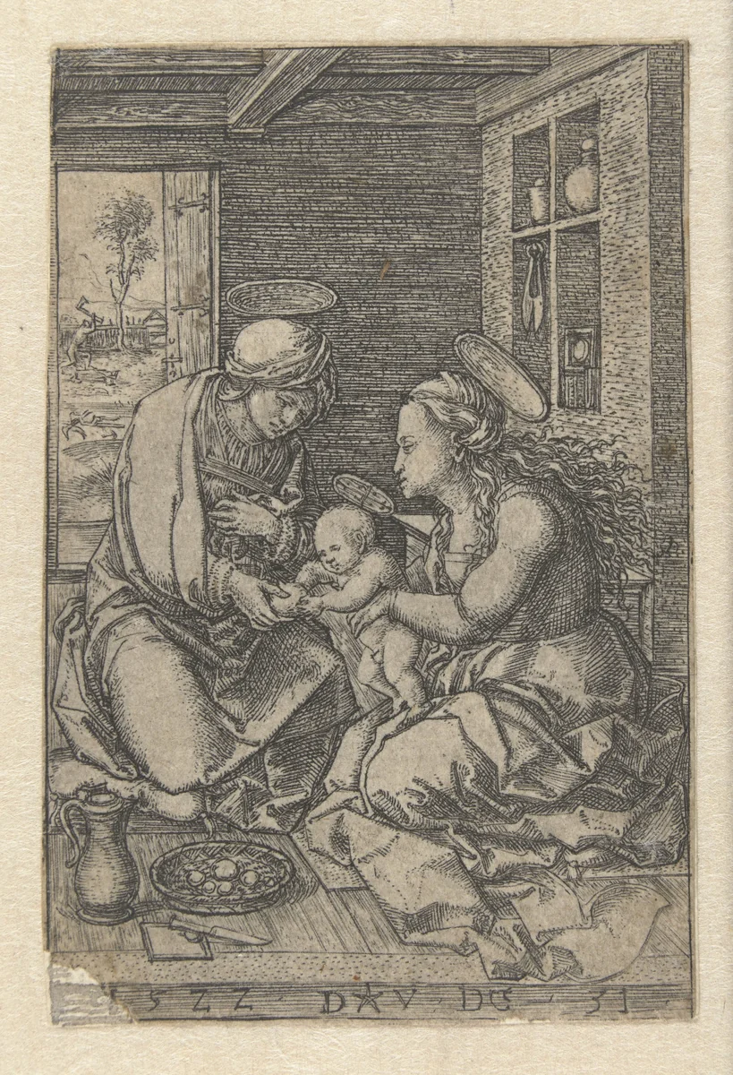 Maria met kind en heilige Anna by Unknown, print, 1522