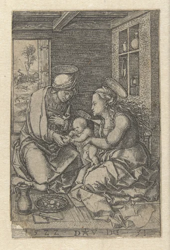 Maria met kind en heilige Anna by Unknown, print, 1522