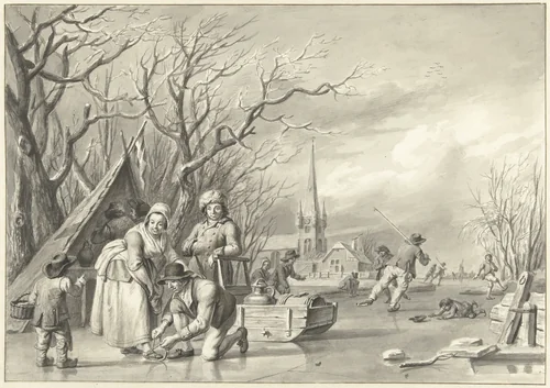IJsvermaak by Albertus Jacobus Besters, drawing, 1757-1819