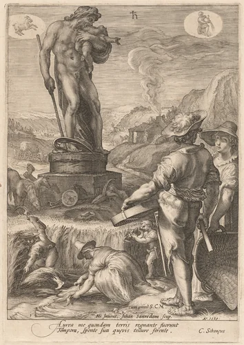 Saturn Presiding Over Agriculture by Jan Pietersz Saenredam; Hendrick Goltzius, print, 1596