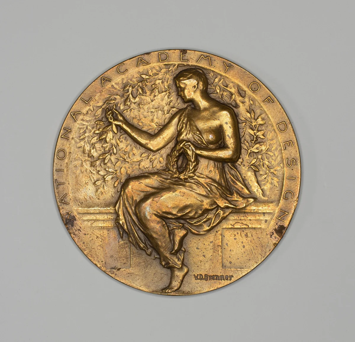 National Academy of Design Medal by Victor David Brenner, metalwork, 1891-1908