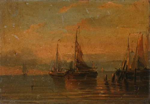 Havengezicht by anonymous, painting, 1825-1874