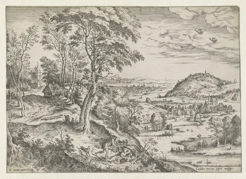 Cephalus en Procris by Hieronymus Cock, print, 1558