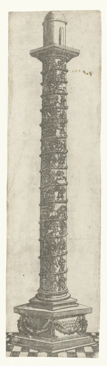 Zuil van Antoninus te Rome by anonymous, print, 1500-1549