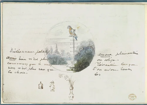 Roundel with Bird in a Landscape and Small Sketches by anonymous, other, 1785-1790